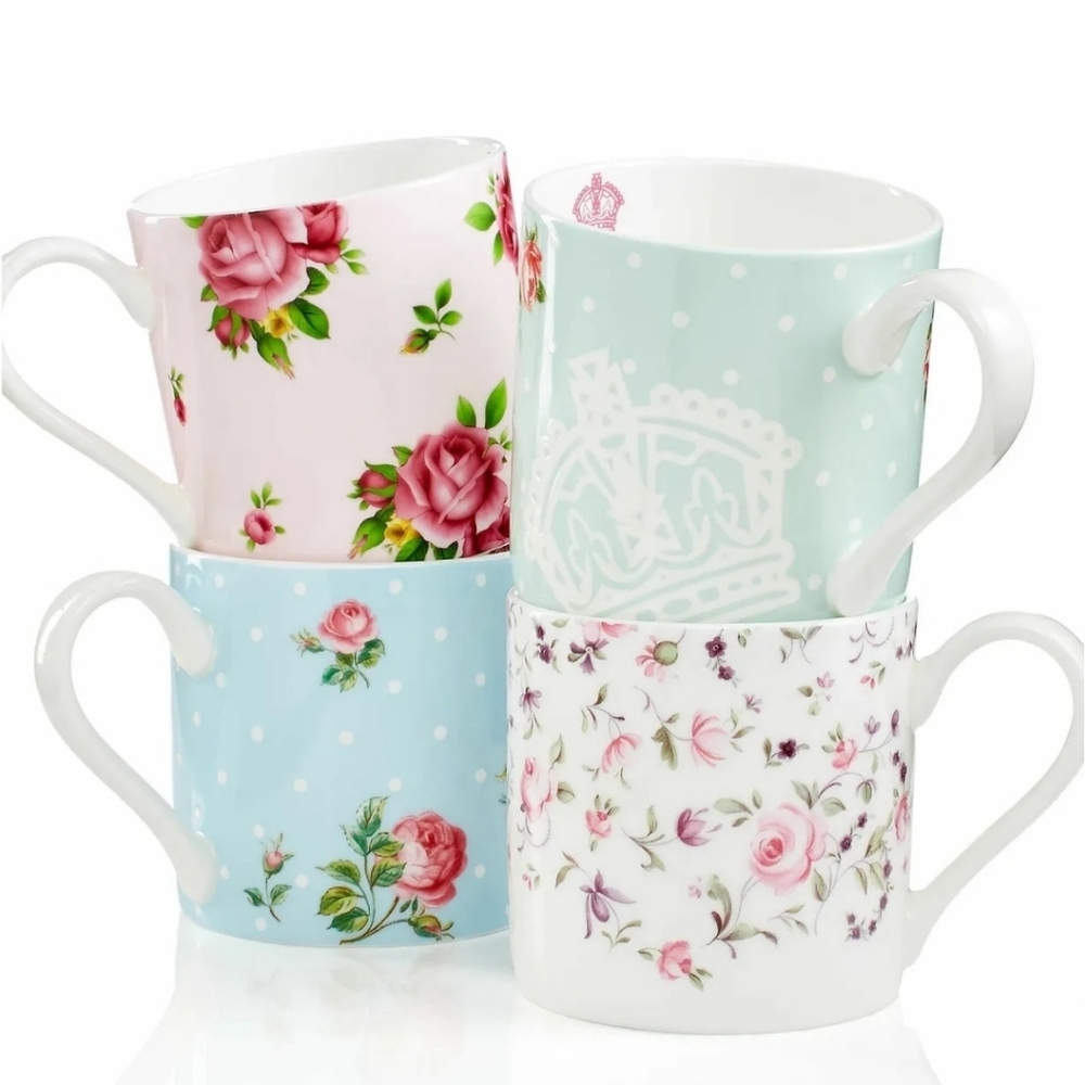 Royal Albert New Country Roses Tea Party Modern Mugs Set X 4 - Picture 4 of 7